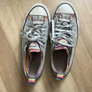 Converse Gray Sneakers with Rainbow Accents